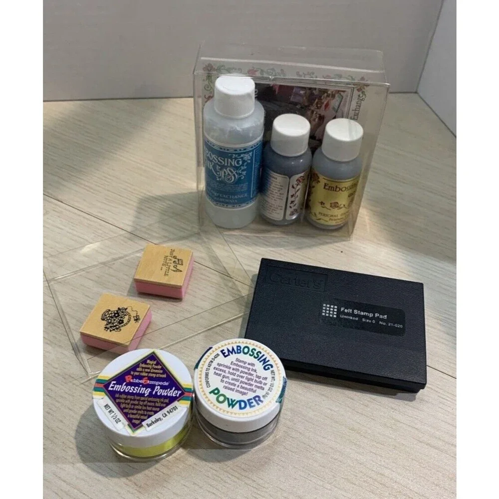Embossing Powder Kit by Personal Stamp Exchange 1989 + 2 Colors Embossing Powder